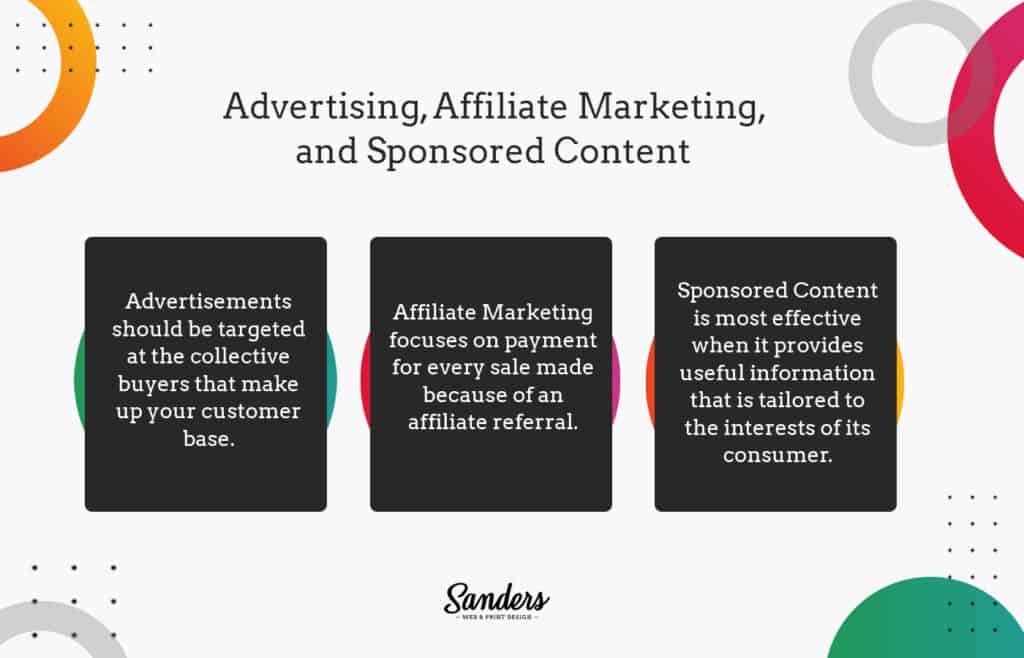 How to Implement Advertising Affiliate Marketing and Sponsored Content - Sanders Design
