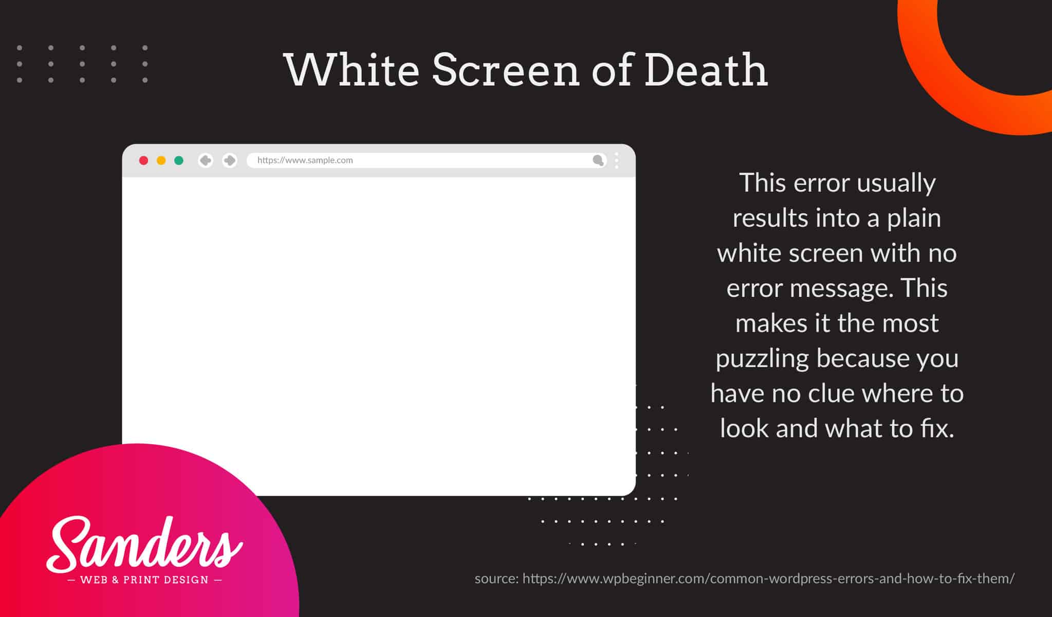 White screen of death 2 - Sanders Design